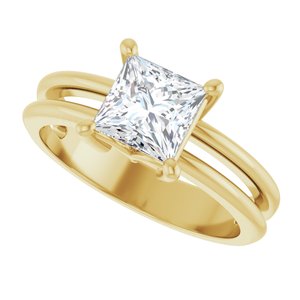 18K Yellow Gold 6x6 mm Square Ring Mounting – image 8