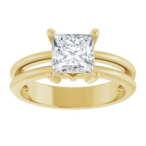 18K Yellow Gold 6x6 mm Square Ring Mounting – image 5