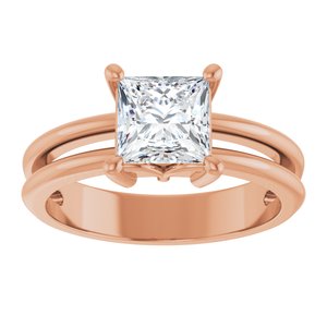14K Rose Gold 6x6 mm Square Ring Mounting – image 5