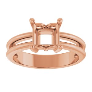 18K Rose Gold 6x6 mm Square Ring Mounting – image 6