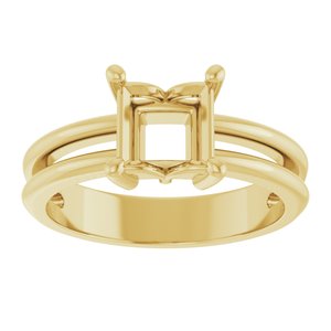 14K Yellow Gold 6x6 mm Square Ring Mounting – image 6