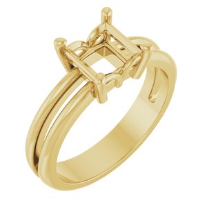 10K Yellow Gold 6x6 mm Square Ring Mounting – image 2