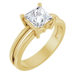 18K Yellow Gold 6x6 mm Square Ring Mounting