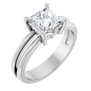 Sterling Silver 6x6 mm Square Ring Mounting