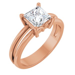 18K Rose Gold 6x6 mm Square Ring Mounting