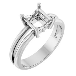 14K White Gold 6x6 mm Square Ring Mounting – image 2