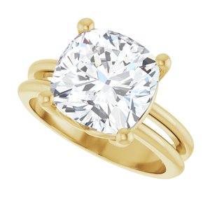 14K Yellow Gold 10x10 mm Cushion Ring Mounting – image 8