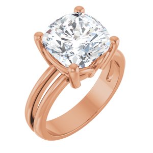 14K Rose Gold 10x10 mm Cushion Ring Mounting