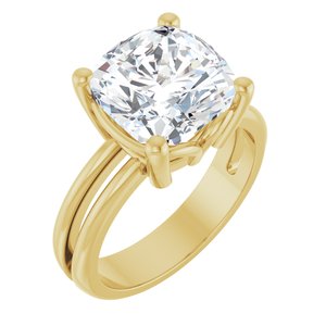 18K Yellow Gold 10x10 mm Cushion Ring Mounting