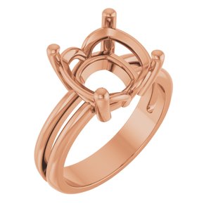 14K Rose Gold 10x10 mm Cushion Ring Mounting – image 2