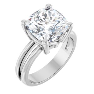 14K White Gold 10x10 mm Cushion Ring Mounting