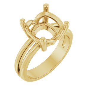 14K Yellow Gold 10x10 mm Cushion Ring Mounting – image 2