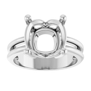 14K X1 White Gold 10x10 mm Cushion Ring Mounting – image 6