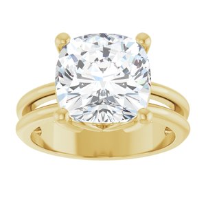 18K Yellow Gold 10x10 mm Cushion Ring Mounting – image 5