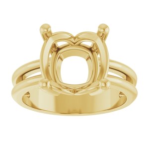 18K Yellow Gold 10x10 mm Cushion Ring Mounting – image 6