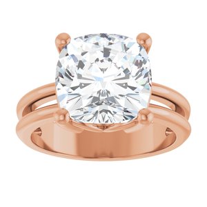 18K Rose Gold 10x10 mm Cushion Ring Mounting – image 5