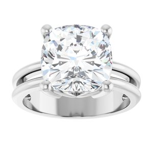 18K White Gold 10x10 mm Cushion Ring Mounting – image 5