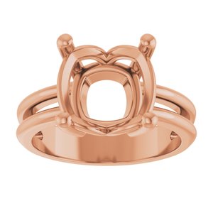 14K Rose Gold 10x10 mm Cushion Ring Mounting – image 6