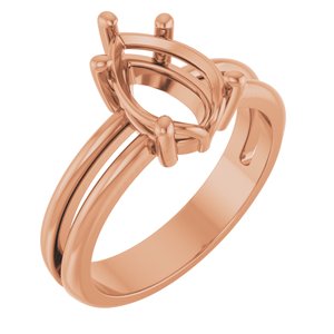 18K Rose Gold 10x7 mm Pear Ring Mounting – image 2