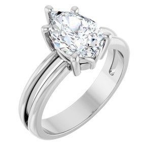 14K White Gold 10x7 mm Pear Ring Mounting