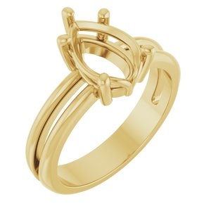 18K Yellow Gold 10x7 mm Pear Ring Mounting – image 2