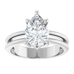 10K White Gold 10x7 mm Pear Ring Mounting – image 5