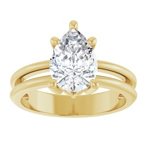 18K Yellow Gold 10x7 mm Pear Ring Mounting – image 5