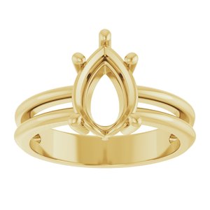 14K Yellow Gold 10x7 mm Pear Ring Mounting – image 6