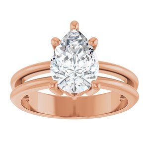 18K Rose Gold 10x7 mm Pear Ring Mounting – image 5