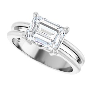 10K White Gold 8x6 mm Emerald Ring Mounting – image 8