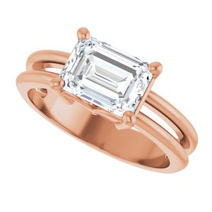 14K Rose Gold 8x6 mm Emerald Ring Mounting – image 8