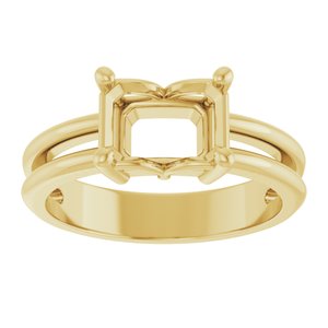 10K Yellow Gold 8x6 mm Emerald Ring Mounting – image 6