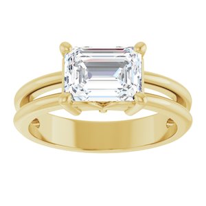 18K Yellow Gold 8x6 mm Emerald Ring Mounting – image 5