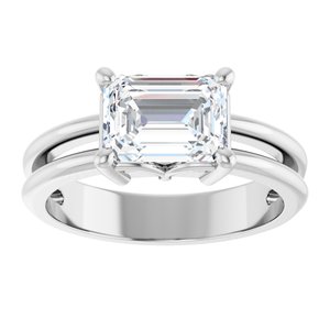 Platinum 8x6 mm Emerald Ring Mounting – image 5