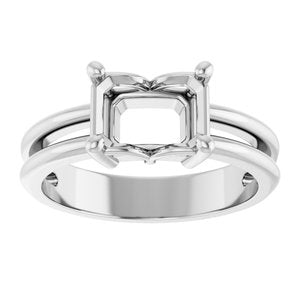 14K X1 White Gold 8x6 mm Emerald Ring Mounting – image 6