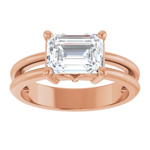 10K Rose Gold 8x6 mm Emerald Ring Mounting – image 5