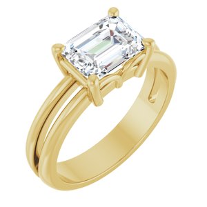 10K Yellow Gold 8x6 mm Emerald Ring Mounting