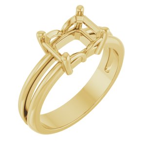 18K Yellow Gold 8x6 mm Emerald Ring Mounting – image 2