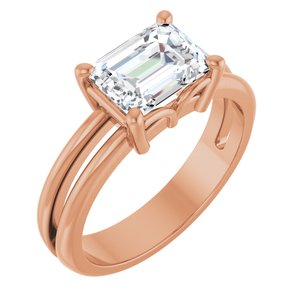 18K Rose Gold 8x6 mm Emerald Ring Mounting