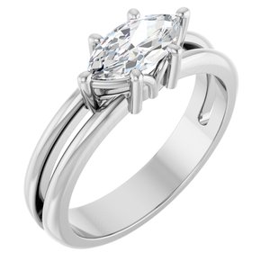 14K White Gold 9x4.5 mm Marquise Ring Mounting