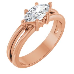 18K Rose Gold 9x4.5 mm Marquise Ring Mounting