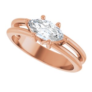 18K Rose Gold 9x4.5 mm Marquise Ring Mounting – image 8