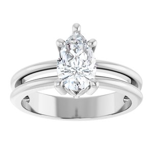 10K White Gold 9x5.5 mm Pear Ring Mounting – image 5