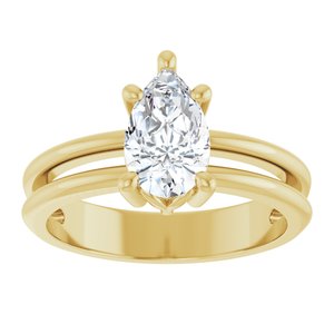 18K Yellow Gold 9x5.5 mm Pear Ring Mounting – image 5
