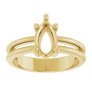14K Yellow Gold 9x5.5 mm Pear Ring Mounting – image 6