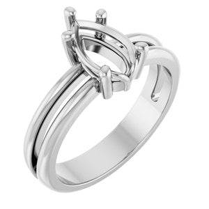 10K White Gold 9x5.5 mm Pear Ring Mounting – image 2