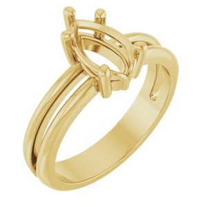 18K Yellow Gold 9x5.5 mm Pear Ring Mounting – image 2