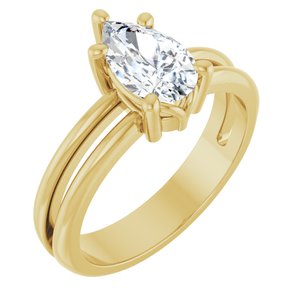 14K Yellow Gold 9x5.5 mm Pear Ring Mounting