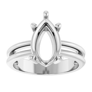 10K White Gold 12x7.5 mm Pear Ring Mounting – image 6