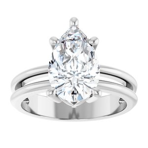 14K White Gold 12x7.5 mm Pear Ring Mounting – image 5
